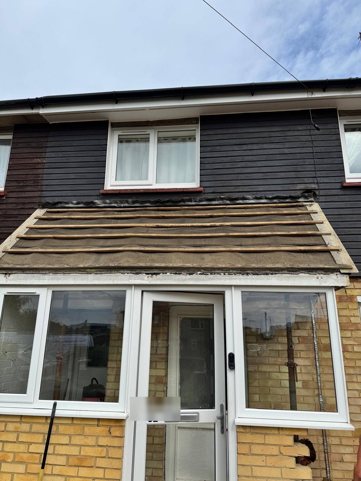 Porch roof stripped back